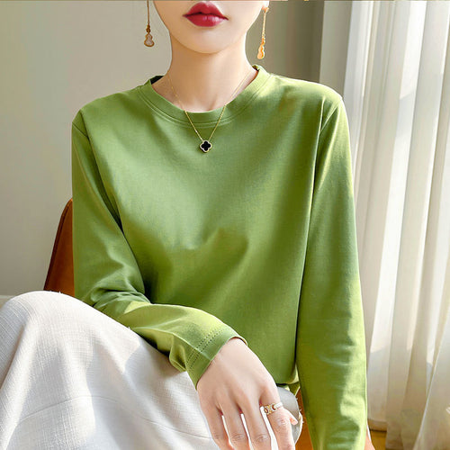 Women Round Neck Long Sleeve Shirt Chic & Stil