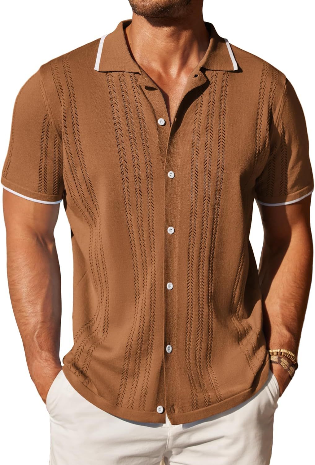 Short sleeve shirt for men with textured pattern Lune London