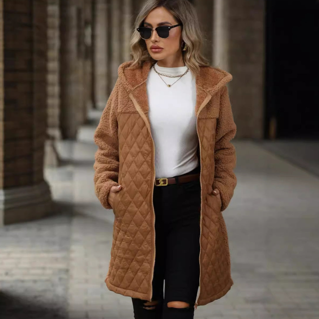 Transitional jacket for women with cozy fleece and hood Lune London