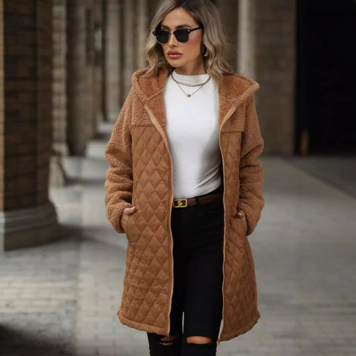 Transitional jacket for women with cozy fleece and hood Lune London
