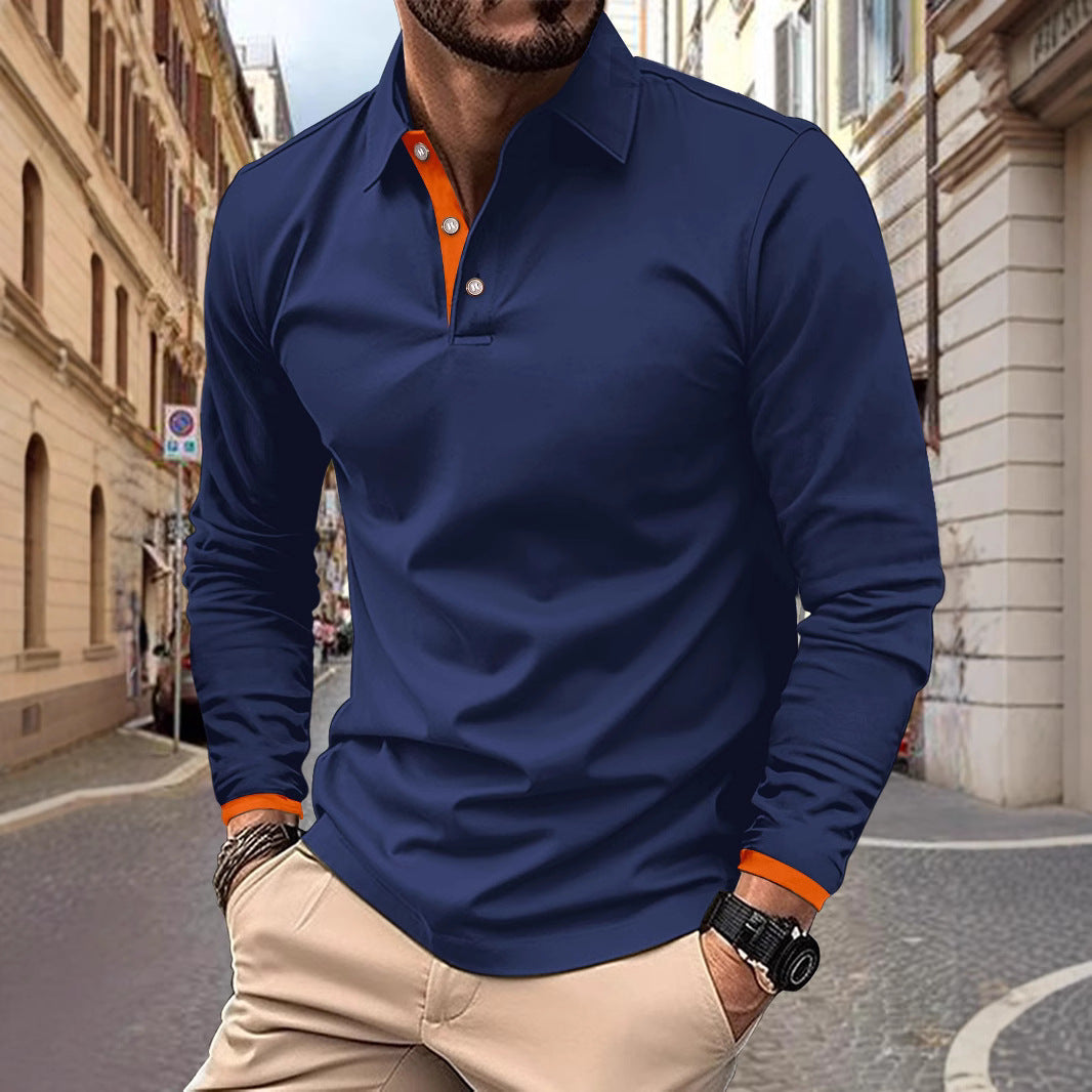 Men's Long Sleeve Polo Shirt with Stylish Collar and Elegant Button Details Lune London