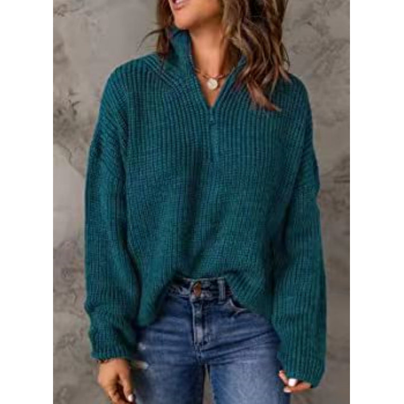 Knit sweater for women with short zipper Lune London