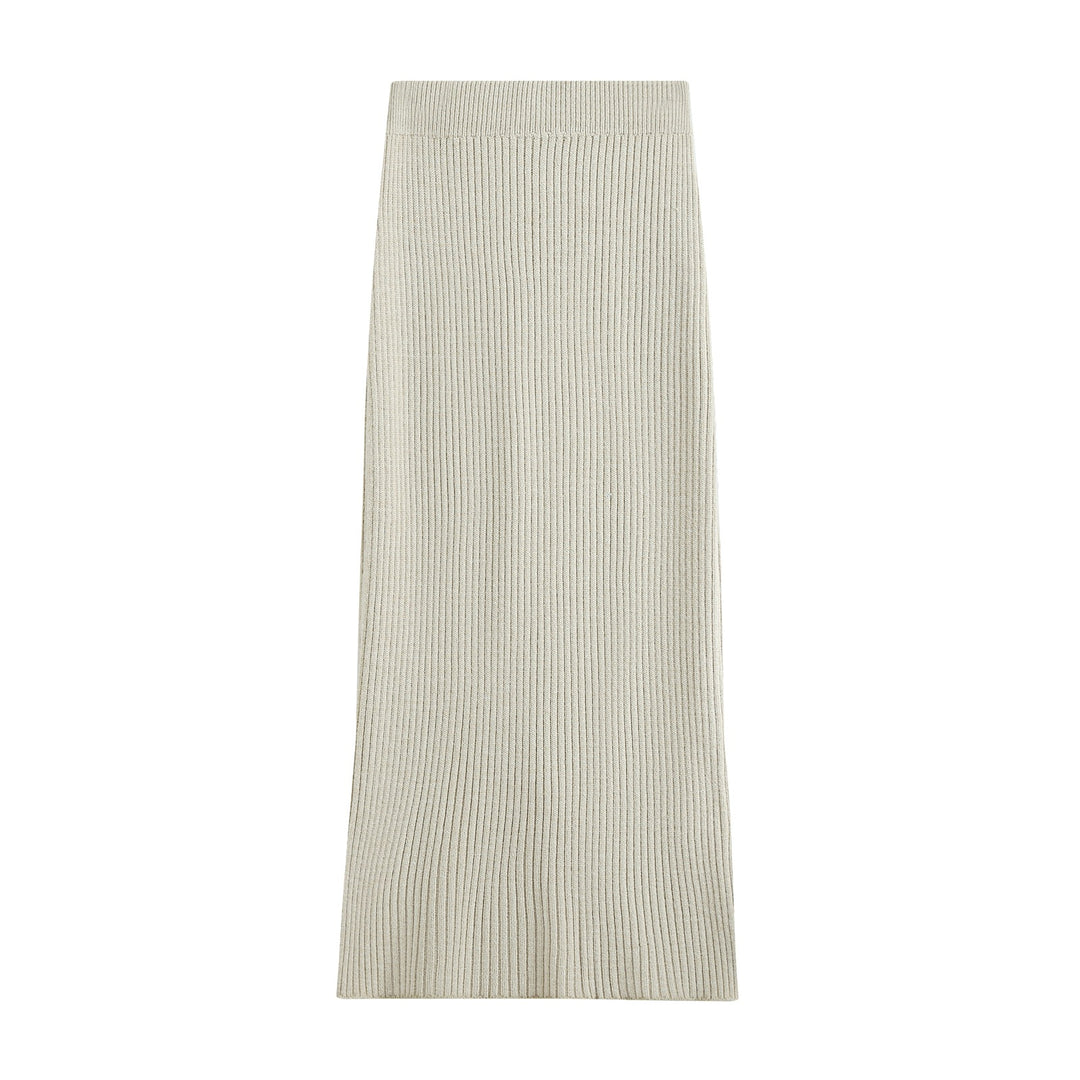 Women's Two-Piece Ribbed Knit Set with Short Sweater and Midi Skirt Amarae