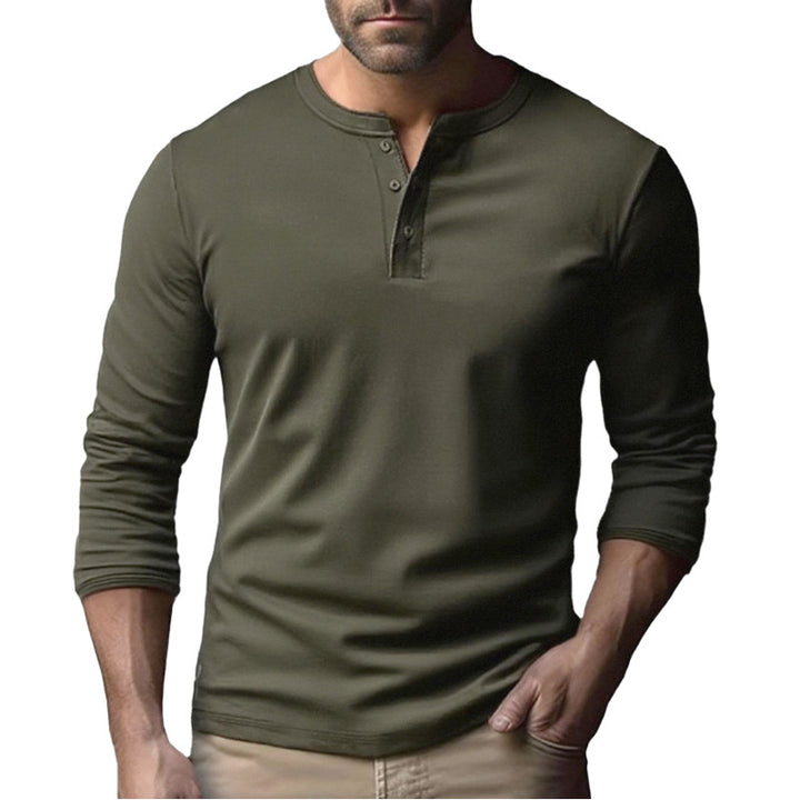Men's Long Sleeve Henley Shirt in Breathable Cotton Blend Lune London