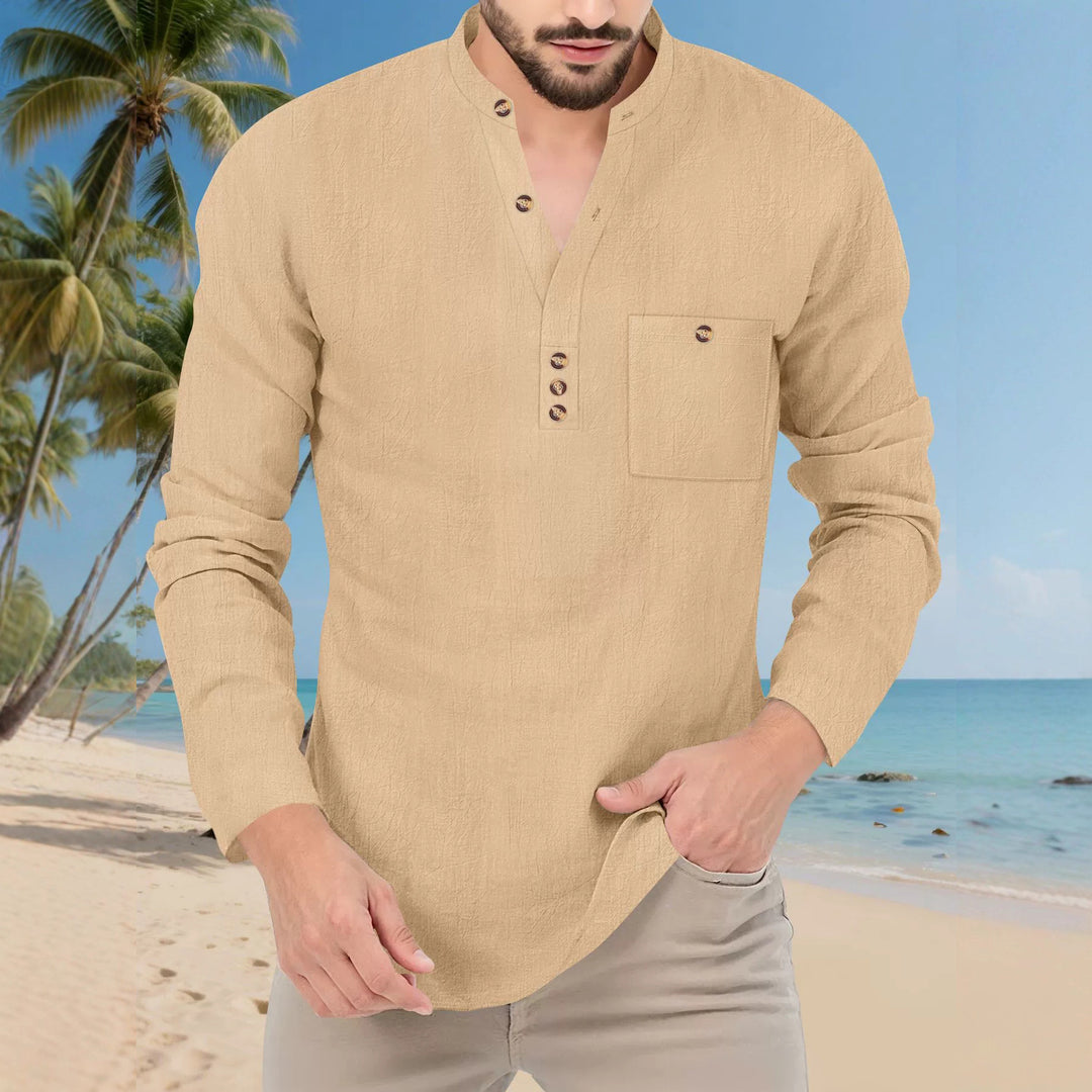 Men's Lightweight Long Sleeve Shirt with Button Placket Lune London
