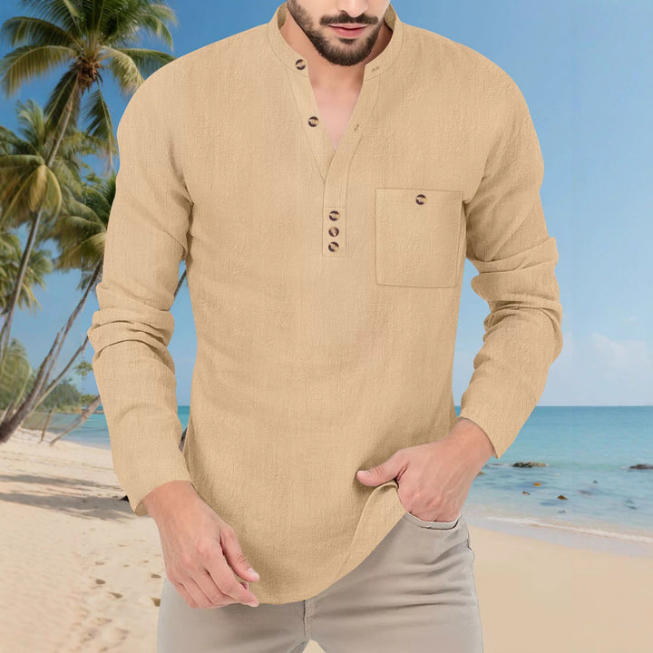Men's Lightweight Long Sleeve Shirt with Button Placket Lune London
