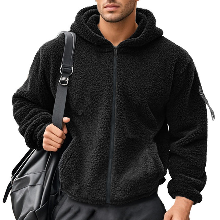 Men's fleece jacket with integrated hood and practical zip pockets Chic and style