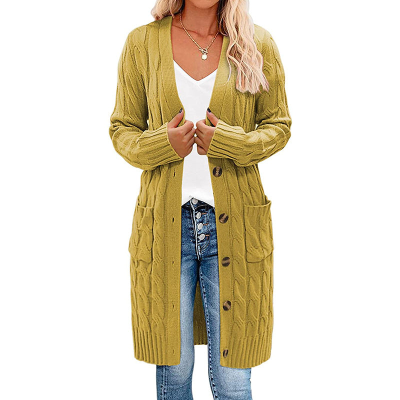 Knit jacket for women with deep V-neck and practical pockets Lune London