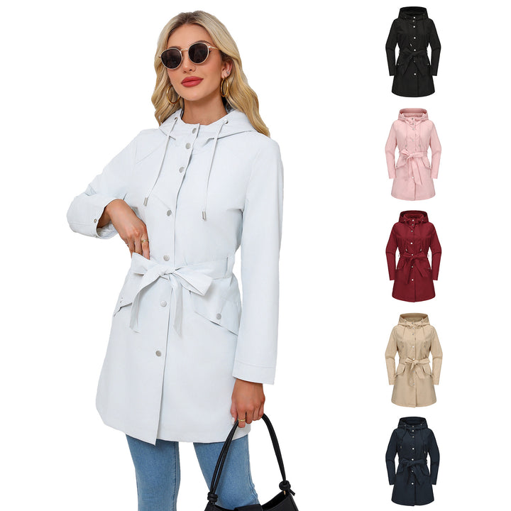 Women's waterproof transition jacket with adjustable hood and waist belt Lune London