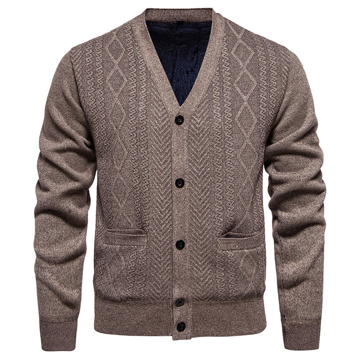 Men's classic cardigan with structured design and practical pockets Lune London