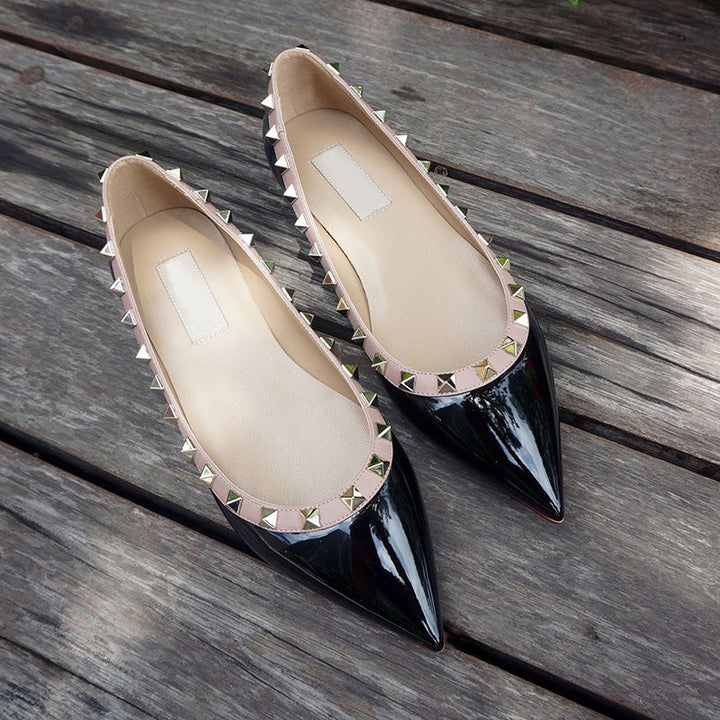 Women Stylish Pointed Toe Flat Shoes with Decorative Studs Lune London