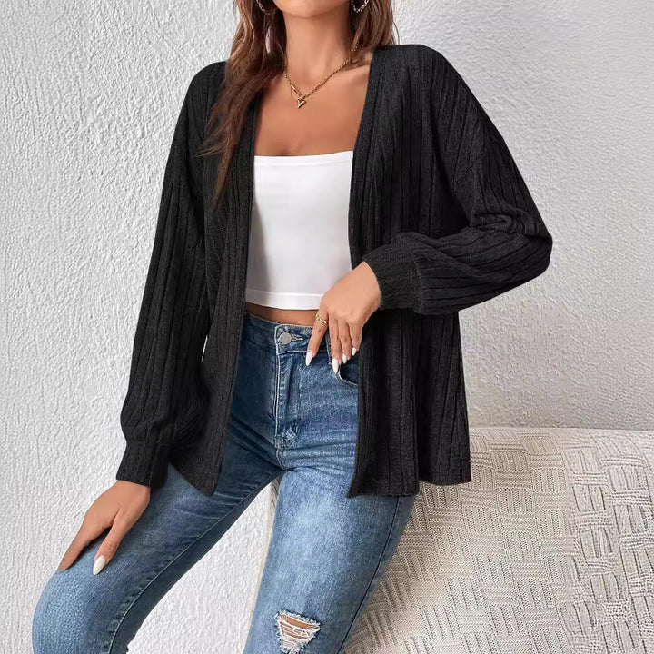 Women casual knitted cardigan with ribbed texture Lune London