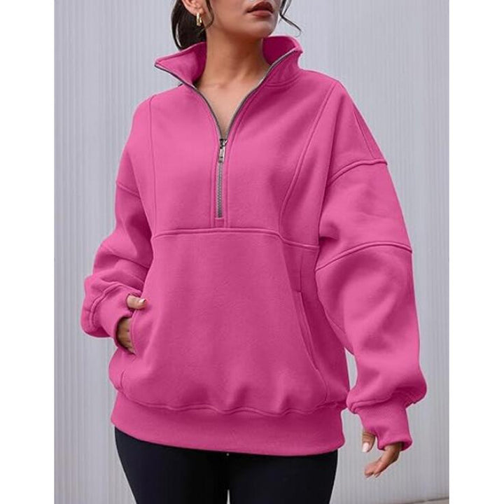 Women's sweatshirt with half-zip and oversized fit Lune London