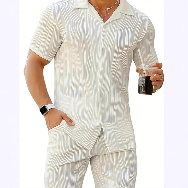 Stylish short sleeve summer set structured for men Amarae