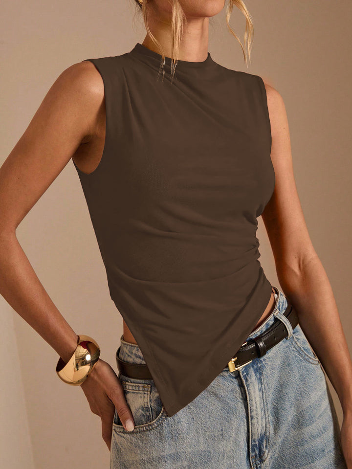 Haut asymétrique élégant pour femmes avec col montant et drapé Chic & Stil