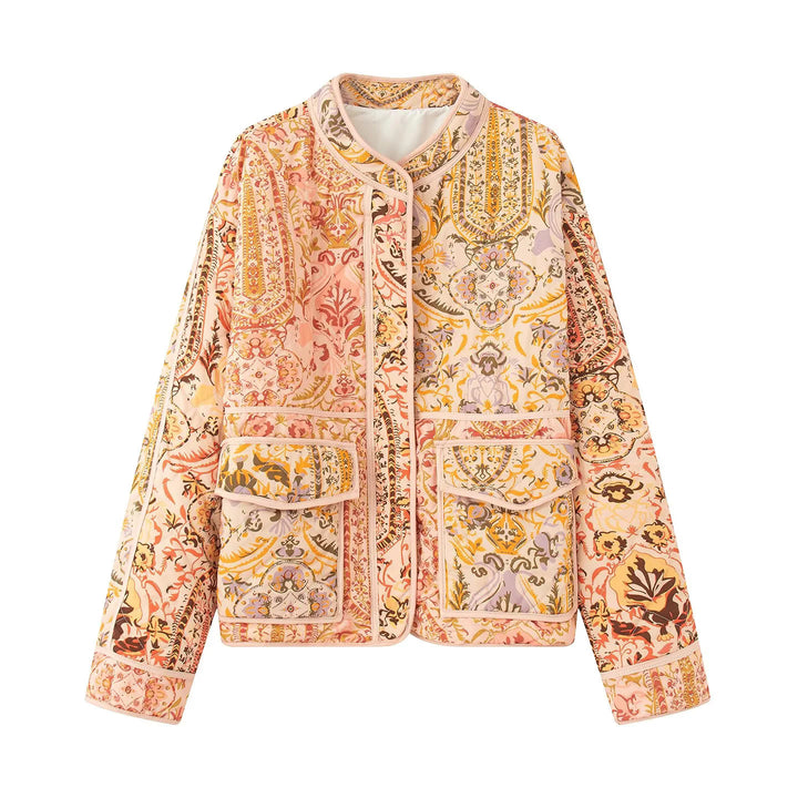 Ladies down jacket with floral patterns and practical pockets Lune London