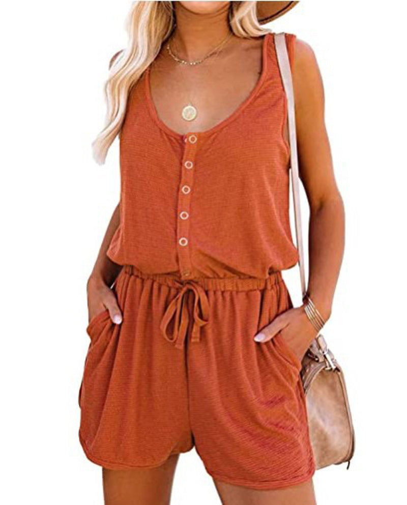 Women's jumpsuit with buttoned neckline and practical pockets Lune London