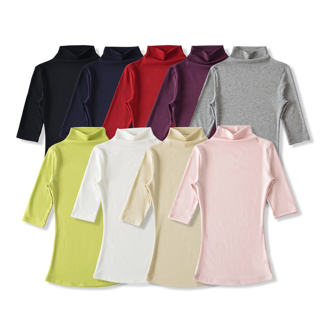Women's Fitted Stand Collar Shirt with Half-Length Sleeves Amarae