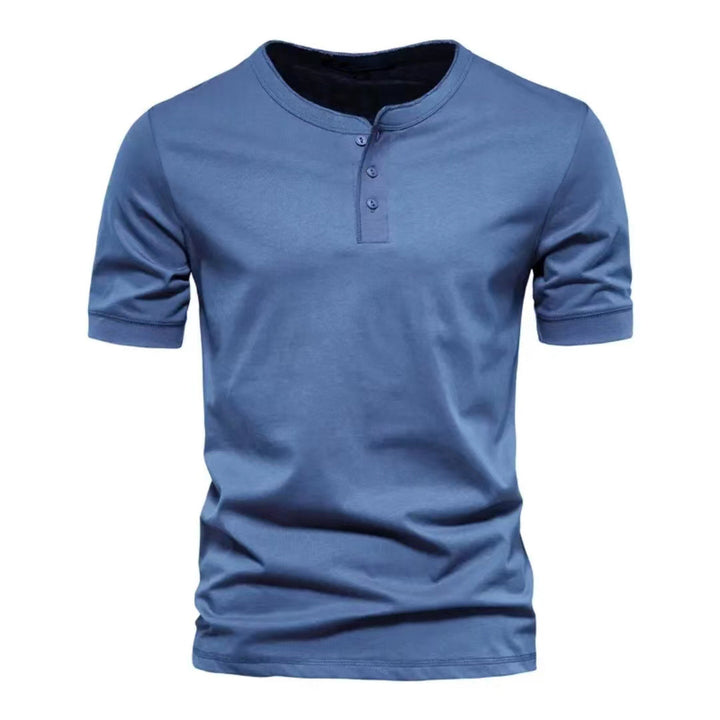 Men's short sleeve Henley shirt with button placket Lune London