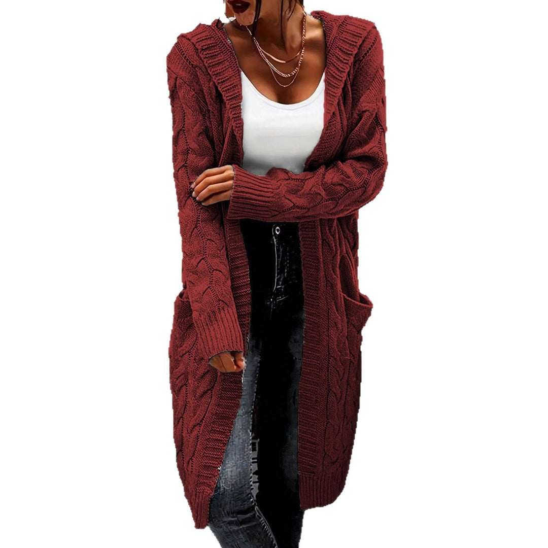 Chunky knit cardigan for women with practical pockets and elegant twisted details Lune London