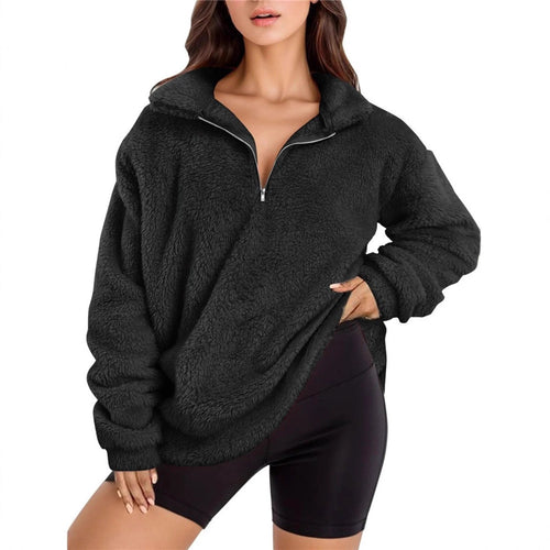 Ladies soft fleece sweater with half zipper Amarae