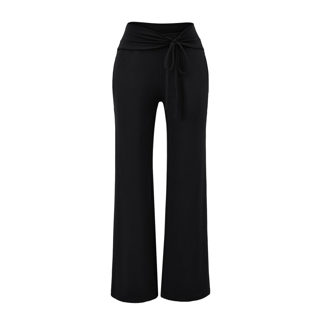 Women's Wide Jersey Lounge Pants with Folded Waistband and Drawstring Amarae