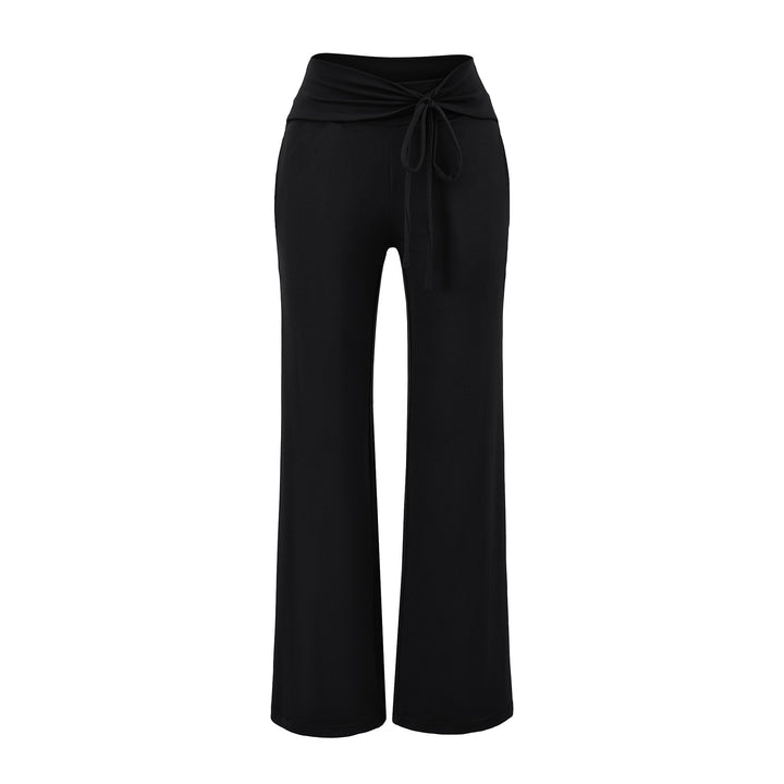 Women's Wide Jersey Lounge Pants with Folded Waistband and Drawstring Amarae