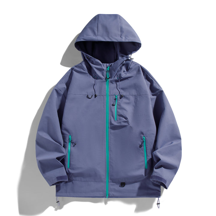 Men's waterproof outdoor jacket with adjustable hood and practical zip pockets Lune London