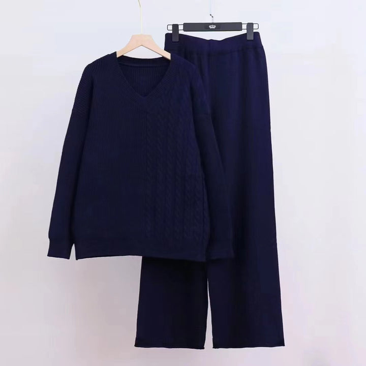 Ensemble de pull en tricot élégant pour femmes avec col en V et coupe loose Chic & Stil