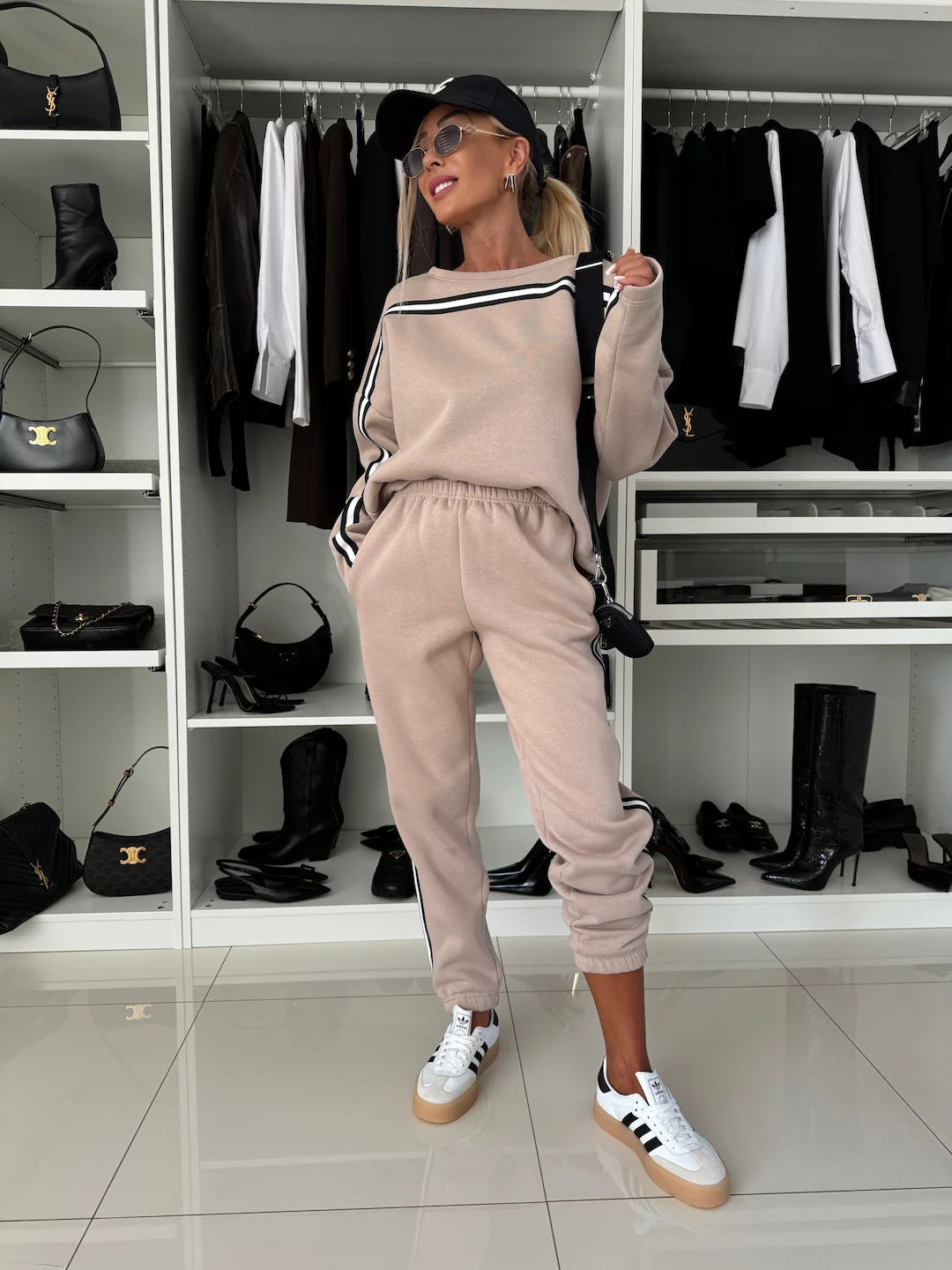 Ladies modern sporty tracksuit with stripes Lune London