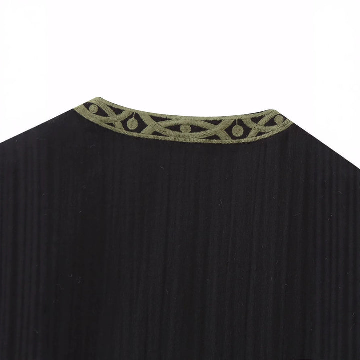 Women's Boho Embroidered Vest with Open Cut and Floral Decorative Embroidery Amarae