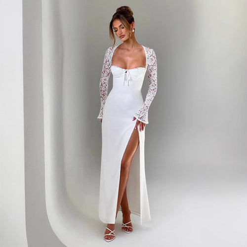 Ladies Elegant Maxi Dress with sophisticated cut and shimmering fabric
