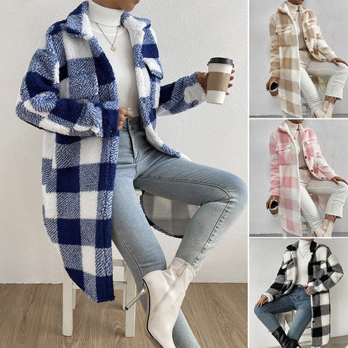 Ladies Cozy Checked Coat Amarae
