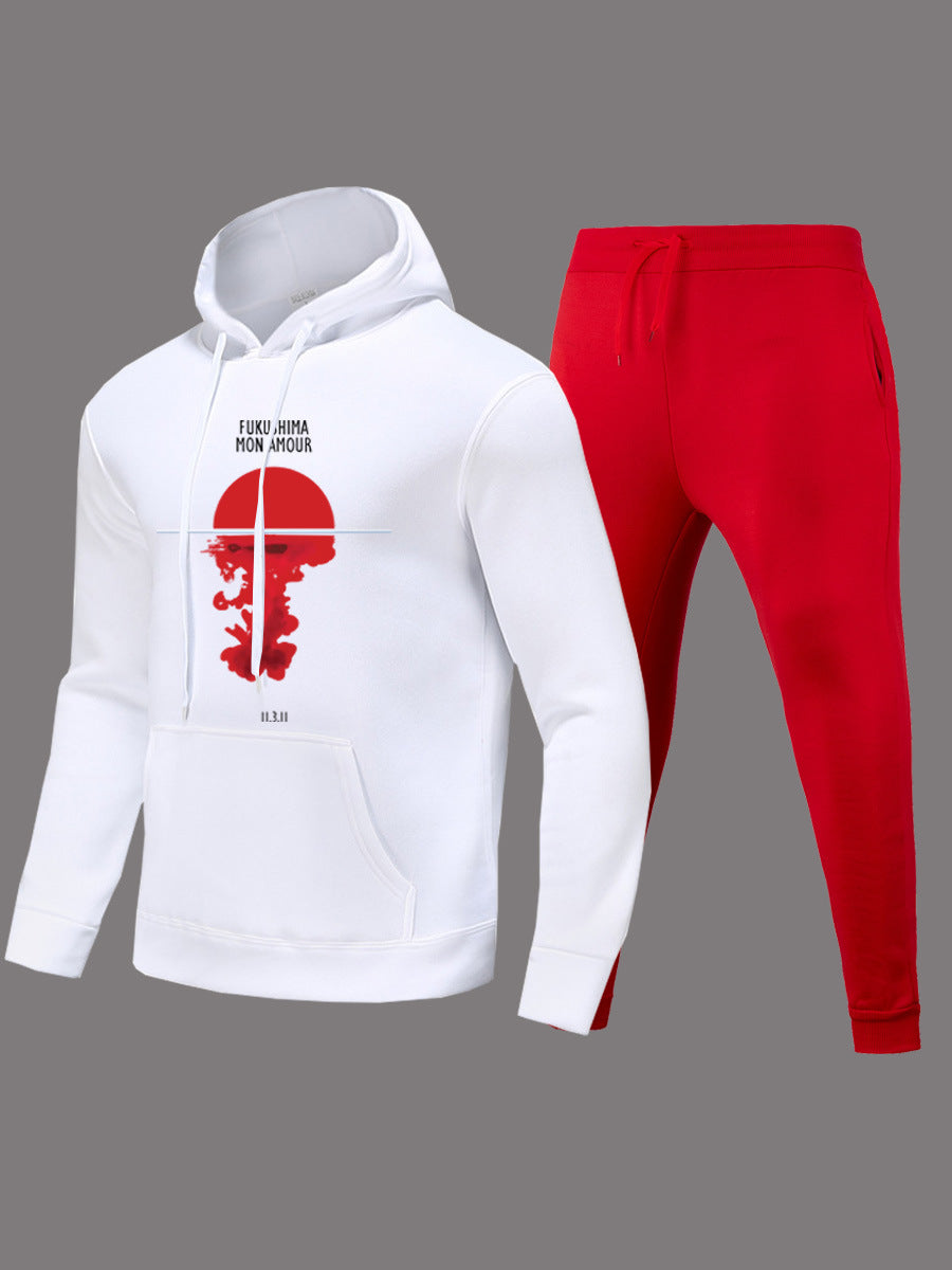 Ladies hoodie with creative print and jogger pants in urban chic style