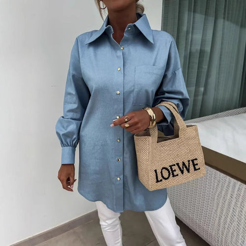 Blouse oversize classique pour femmes avec détails en bouton et poche poitrine Chic & Stil