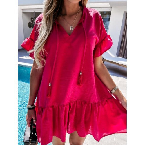 Lune London Summer ruffled dress for women with drawstring