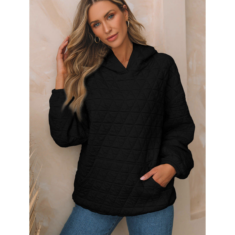 Quilted hooded sweatshirt for women with practical pockets Amarae