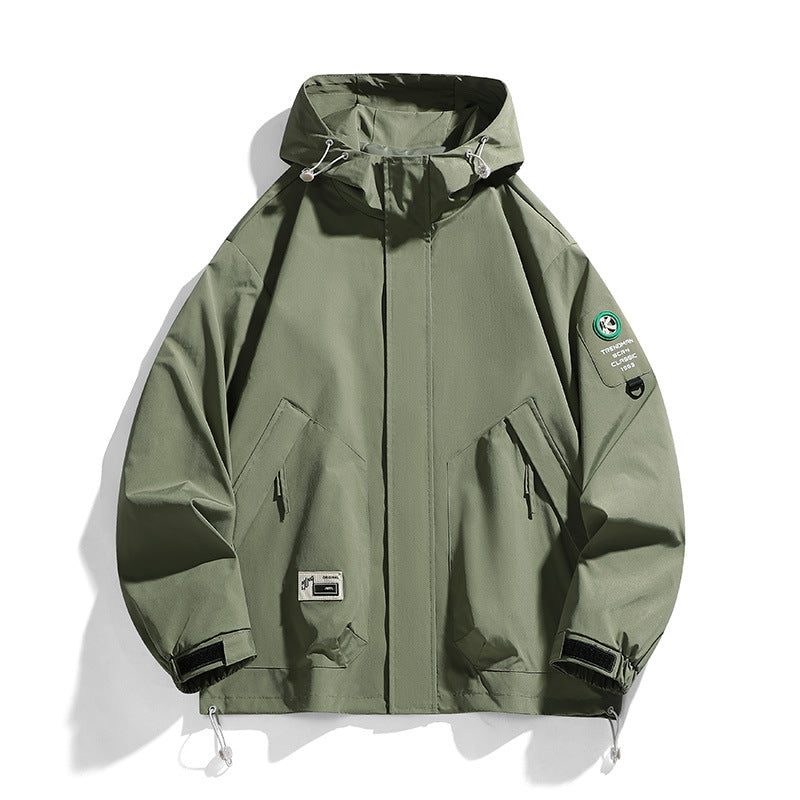 Men's Oversize Utility Hoodie Jacket with Adjustable Hem, Concealed Zipper, and Multifunctional Pockets Amarae