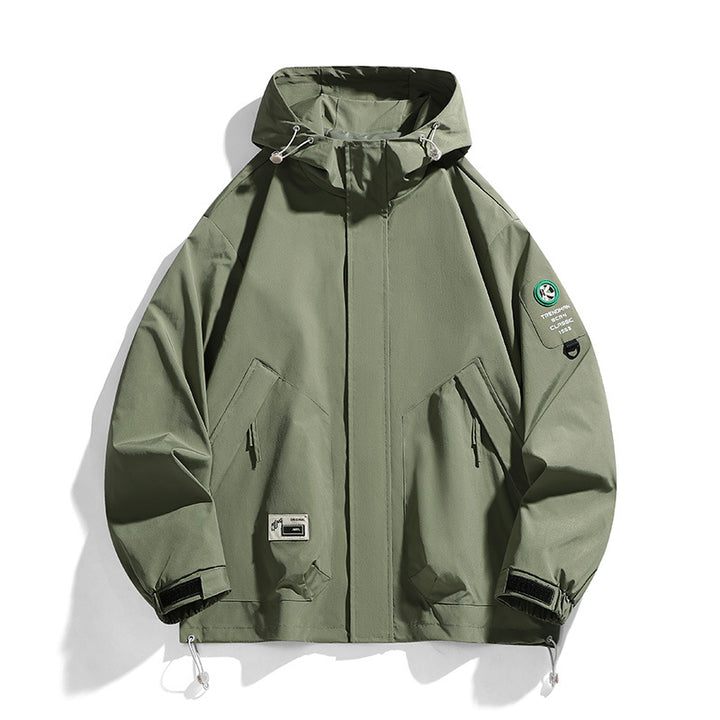 Men's Oversize Utility Hoodie Jacket with Adjustable Hem, Concealed Zipper, and Multifunctional Pockets Amarae