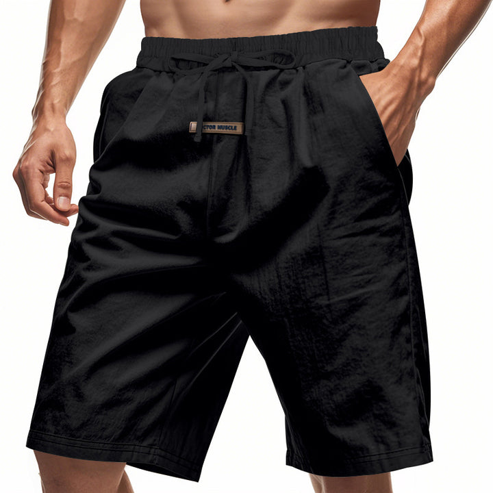 Comfortable men's leisure shorts with elastic waistband and practical side pockets Lune London