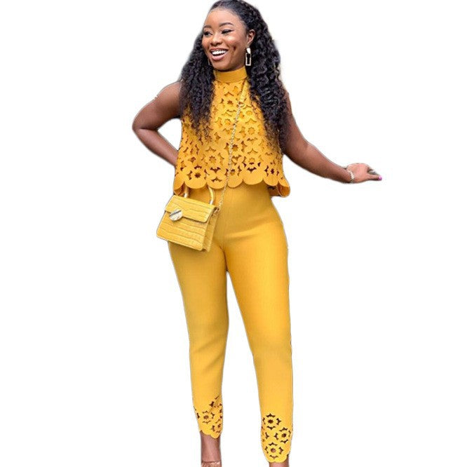Women’s jumpsuit with lace top and fitted pants Lune London