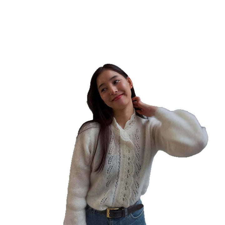 Delicate women cardigan with filigree pattern Lune London