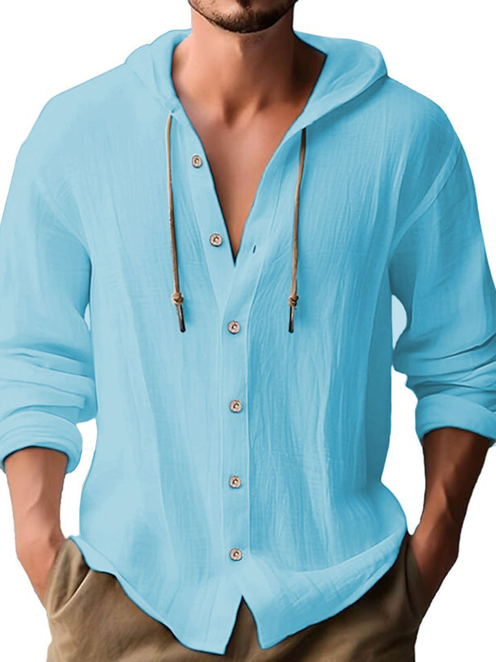 Casual hoodie shirt for men with button placket and elastic sleeves Lune London