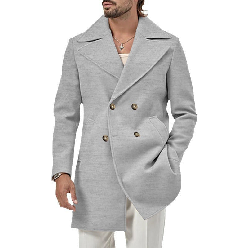 Elegant double-breasted men's coat with deep collar Lune London