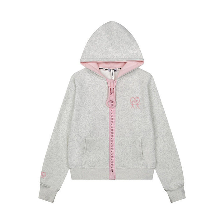 Women's Hoodie Sweat Jacket with Oversized Zipper and Minimalist Embroidery Amarae