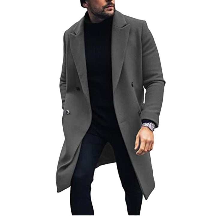 Modern long coat for men with double-breasted buttons and elegant lapels Amarae