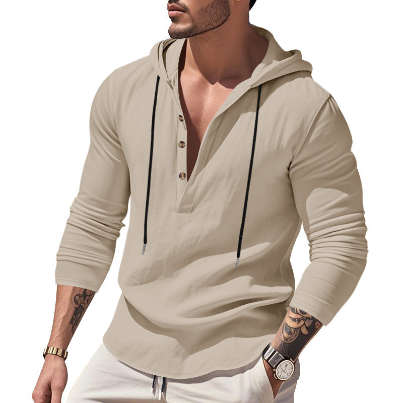 Men's casual hoodie shirt with modern button placket design Amarae