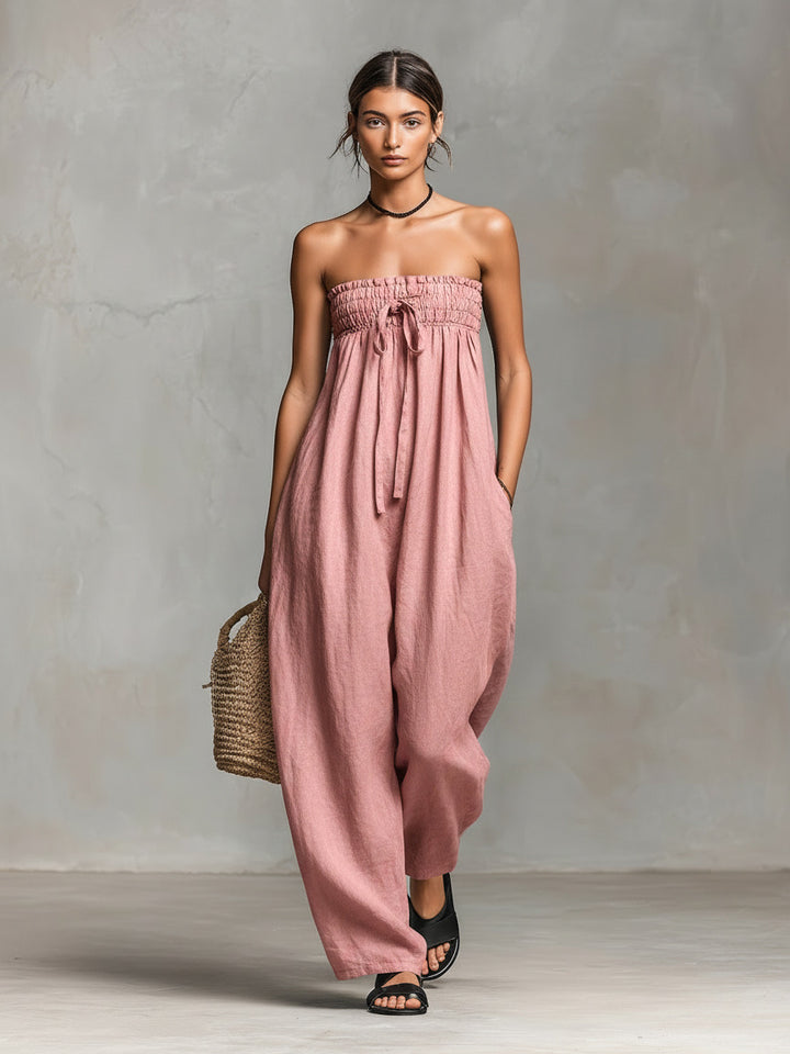 Women's Casual Jumpsuit with Elastic Top and Wide Leg Lune London