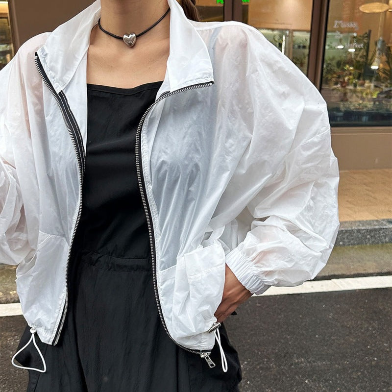 Ladies transparent windbreaker with zipper Chic & Stil
