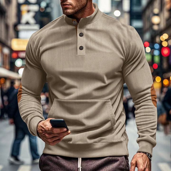 Casual men's sweater with button placket and textured surface Lune London